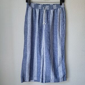 BeachLunchLounge Linen Blend Wide Leg Cropped Pants Size XSmall In Blue